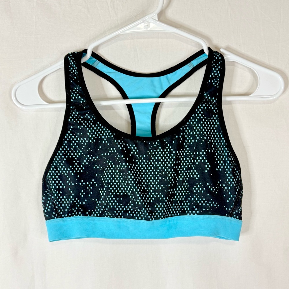 Champion Power CoreWoman’s Fitness Blue & Black Racerback Sports Bra — Medium